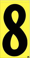 21JZ79 Number Label, 8, Black/Yellow, PK 25