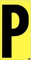 21JZ96 Letter Label, P, Black/Yellow, PK 25