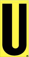 21KA02 Letter Label, U, Black/Yellow, PK 25