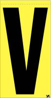 21KA03 Letter Label, V, Black/Yellow, PK 25