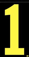 21KA09 Number Label, 1, Yellow/Black, PK 25