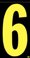 21KA14 Number Label, 6, Yellow/Black, PK 25