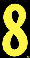 21KA16 Number Label, 8, Yellow/Black, PK 25