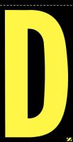 21KA21 Letter Label, D, Yellow/Black, PK 25