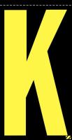 21KA28 Letter Label, K, Yellow/Black, PK 25