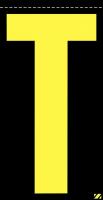 21KA37 Letter Label, T, Yellow/Black, PK 25