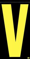 21KA39 Letter Label, V, Yellow/Black, PK 25