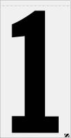 21KA45 Number Label, 1, Black/Silver, PK 25