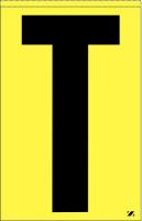 21KC46 Letter Label, T, Black/Yellow, PK 25