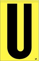 21KC47 Letter Label, U, Black/Yellow, PK 25