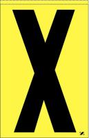 21KC50 Letter Label, X, Black/Yellow, PK 25