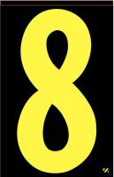 21KC61 Number Label, 8, Yellow/Black, PK 25