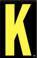 21KC73 Letter Label, K, Yellow/Black, PK 25