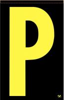 21KC78 Letter Label, P, Yellow/Black, PK 25