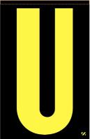 21KC83 Letter Label, U, Yellow/Black, PK 25