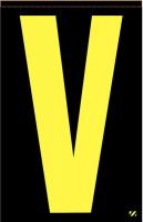 21KC84 Letter Label, V, Yellow/Black, PK 25