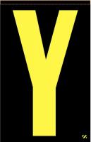 21KC87 Letter Label, Y, Yellow/Black, PK 25