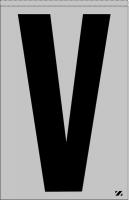 21KD21 Letter Label, V, Black/Silver, PK 25