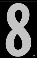 21KD34 Number Label, 8, Silver/Black, PK 25