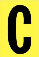21KD74 Letter Label, C, Black/Yellow, PK 5