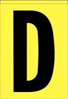 21KD75 Letter Label, D, Black/Yellow, PK 5