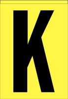 21JU10 Letter Label, K, Black/Yellow