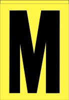 21KD84 Letter Label, M, Black/Yellow, PK 5