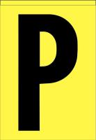 21KD87 Letter Label, P, Black/Yellow, PK 5