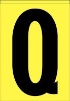 21KD88 Letter Label, Q, Black/Yellow, PK 5