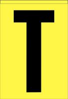 21JU19 Letter Label, T, Black/Yellow