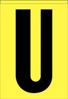 21JU20 Letter Label, U, Black/Yellow