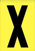 21KD95 Letter Label, X, Black/Yellow, PK 5