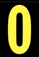 21KD98 Number Label, 0, Yellow/Black, PK 5