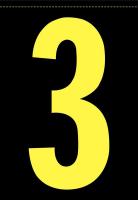 21KE02 Number Label, 3, Yellow/Black, PK 5