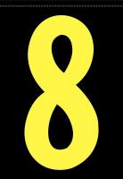 21JU34 Number Label, 8, Yellow/Black