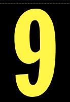 21JU35 Number Label, 9, Yellow/Black