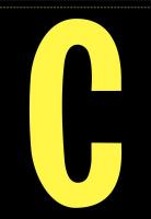 21KE11 Letter Label, C, Yellow/Black, PK 5