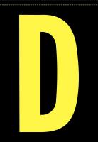 21JU39 Letter Label, D, Yellow/Black