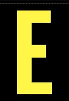 21KE13 Letter Label, E, Yellow/Black, PK 5