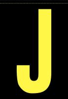 21KE18 Letter Label, J, Yellow/Black, PK 5