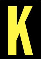 21KE19 Letter Label, K, Yellow/Black, PK 5