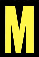 21KE21 Letter Label, M, Yellow/Black, PK 5