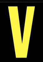 21KE30 Letter Label, V, Yellow/Black, PK 5