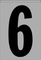 21KE41 Number Label, 6, Black/Silver, PK 5