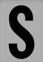 21KE63 Letter Label, S, Black/Silver, PK 5