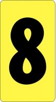 21KF23 Number Card, 8, 1In, Blk/Yllw, PK 100