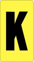 21KF35 Letter Card, K, 1In, Blk/Yllw, PK 100