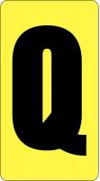 21KF41 Letter Card, Q, 1In, Blk/Yllw, PK 100