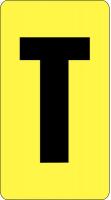 21KF44 Letter Card, T, 1In, Blk/Yllw, PK 100