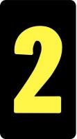 21KF53 Number Card, 2, 1In, Yllw/Blk, PK 100